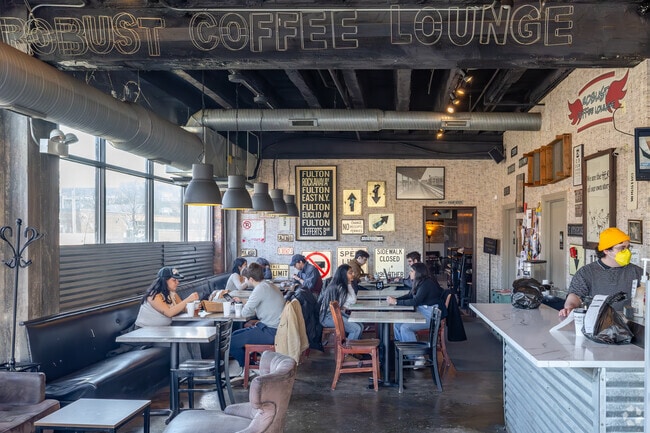 Robust Coffee near Washington Park is a popular place to grab a bite or coffee with friends.