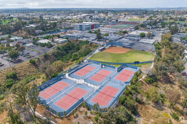 Crawford High School's sports facilities include tennis courts and a baseball field.