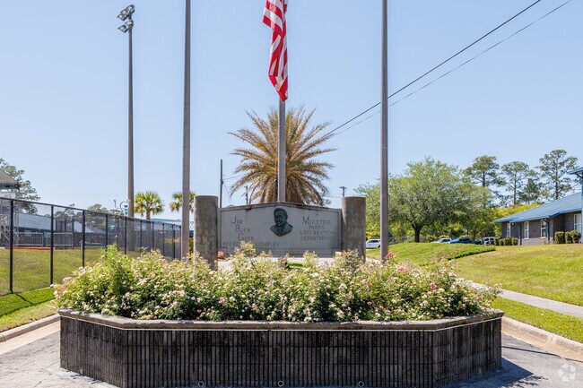 You'll find a splash pad, indoor basketball court, eight tennis courts, five youth softball fields, an 8 -lane heated competition pool at the Jim Buck Goff Park.