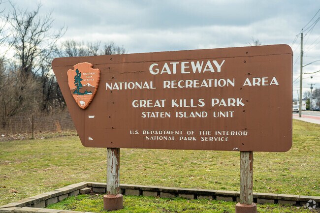 Great Kills Park Entrance Sign is a large popular park destination located in Oakwood, NY.