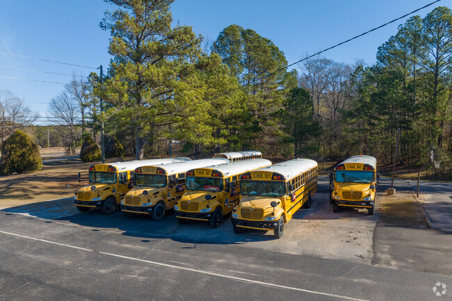 School buses are ready to pick up students of Woodstock Elementary School.