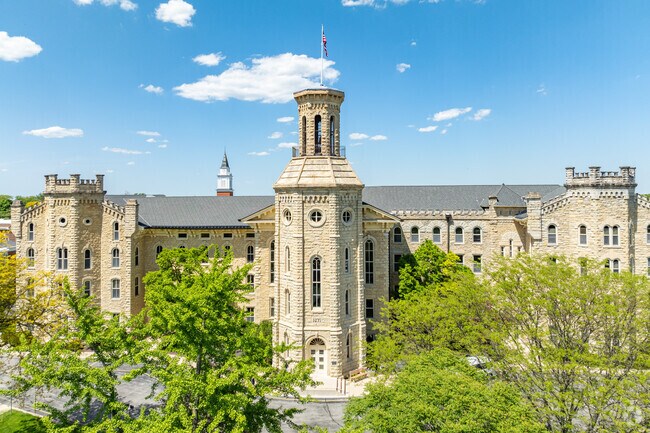The historic Blanchard Hall sits at the center of Wheaton College's  main campus.