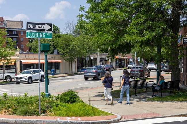 Cushing Square has a very walkable retail core and offers lots of great restaurants and shopping.