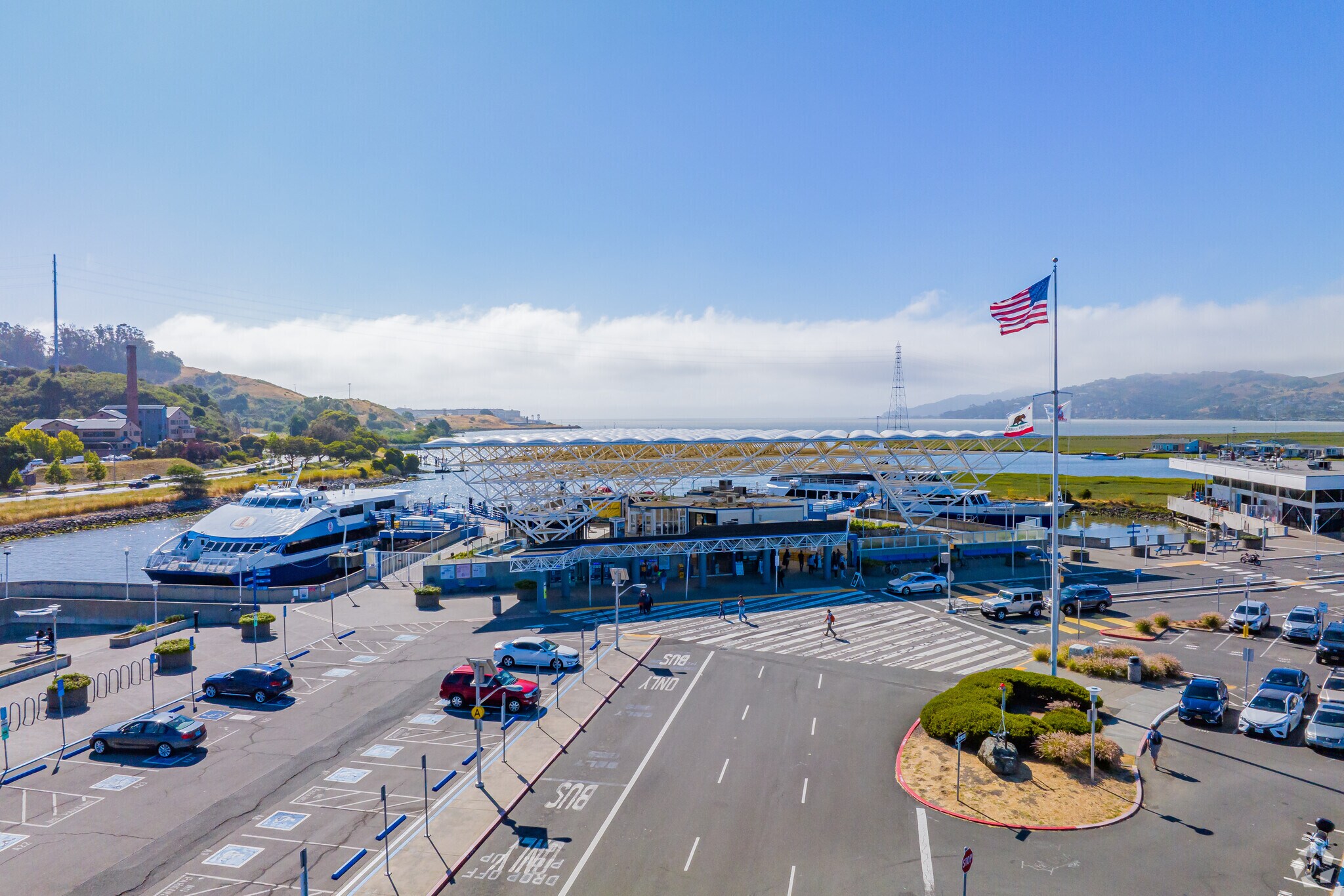 The Larkspur Ferry building offers access to The Bay Area from Gerstle Park.