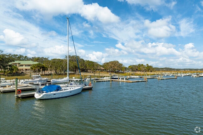 Moss Creek community members have water access through private docks and a community marina.