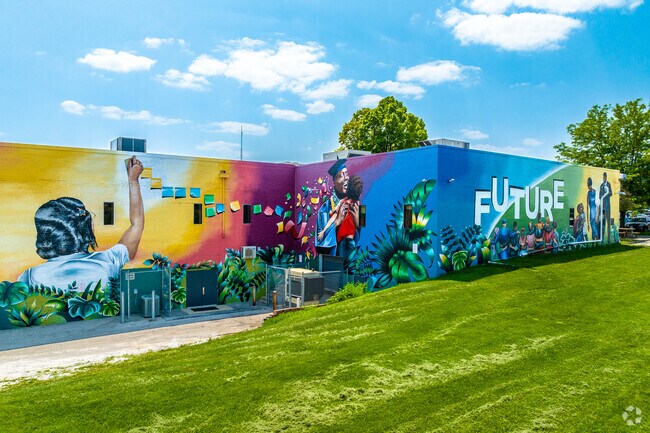 A mural shows Cheatom Park's dedication to growing education and diversity.