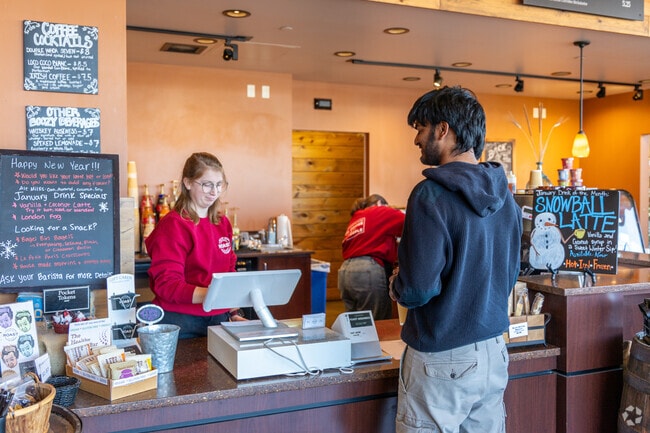 The aroma of freshly brewed coffee fills the air at Roast Coffeehouse.