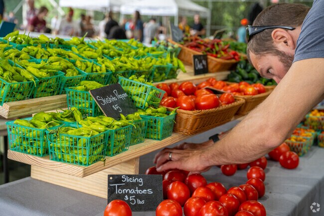 Oak Bend residents enjoy shopping at the weekly Athens Farmers market in Bishop Park.