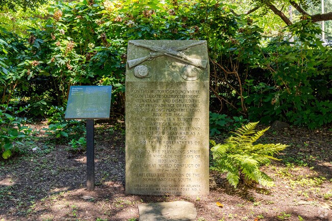 Erected in 1935, this is a monument to the Battle of Peachtree Creek in Peachtree Battle.