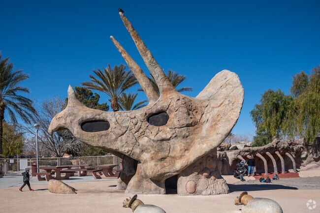 Aliante Discovery Park has prehistoric sculptures decorating the playgrounds.