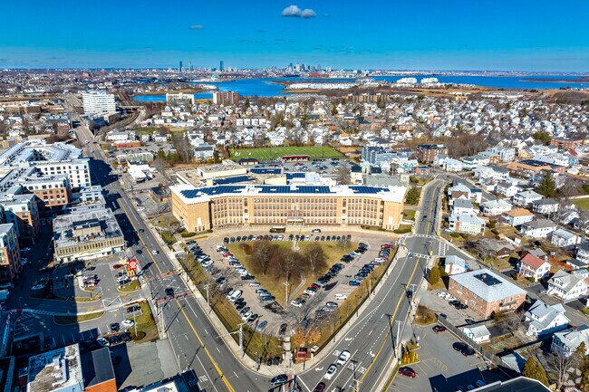 North Quincy High School can be found at the intersection of E Squantum St and Hancock St.