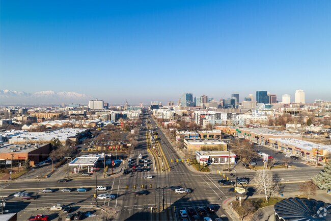 Views of Salt Lake City downtown from the Jordan Meadows neighborhood.