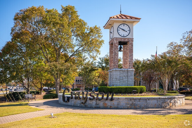 This clock tower stands at the heart of the small town of Grayson.