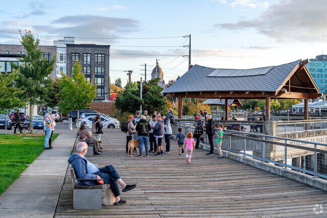 New Market locals stroll through Downtown Olympia’s lively streets and historic spots.