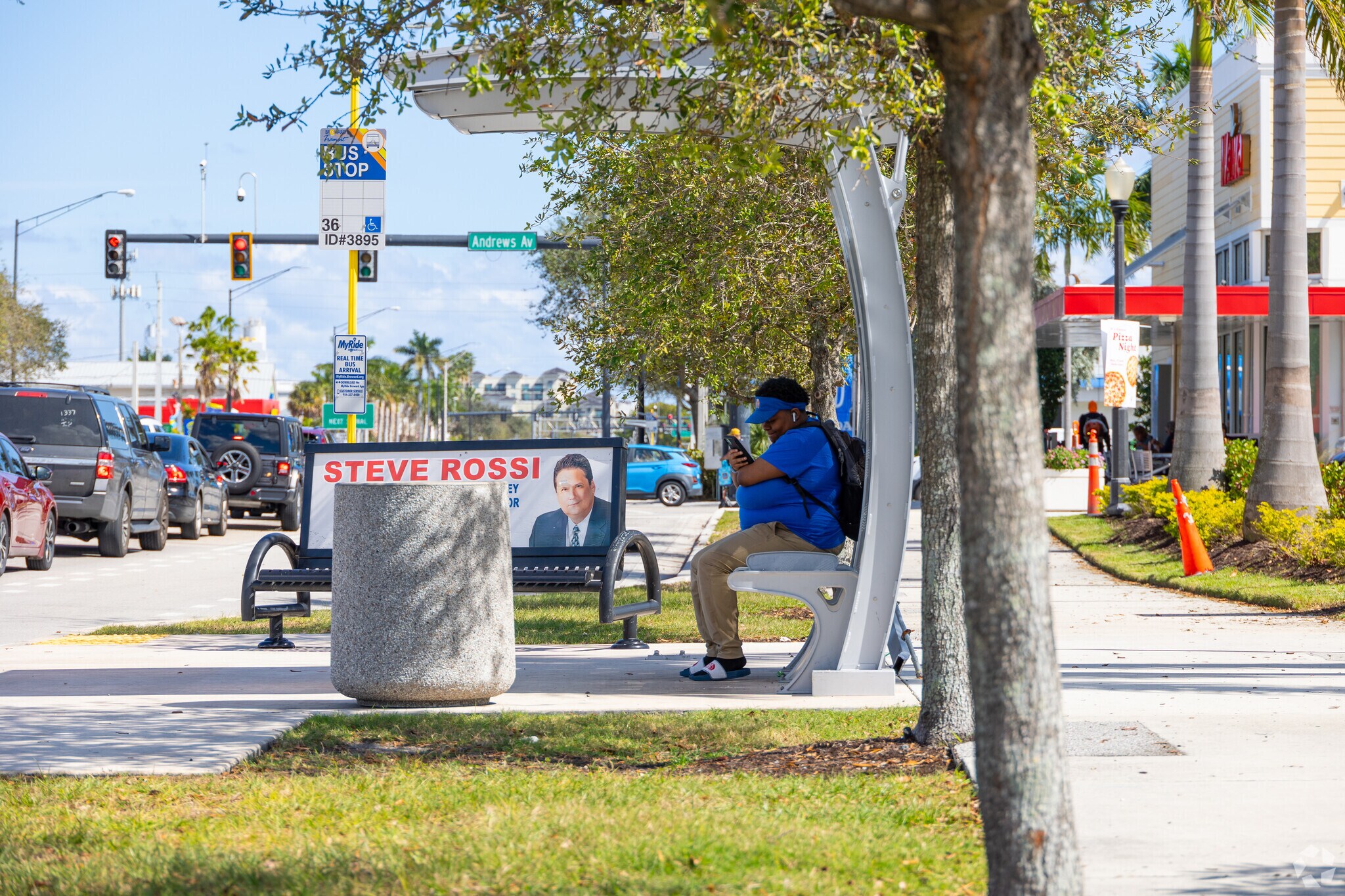 There is a frequent bus schedule alongside Lauderdale Manor neighborhood roads.