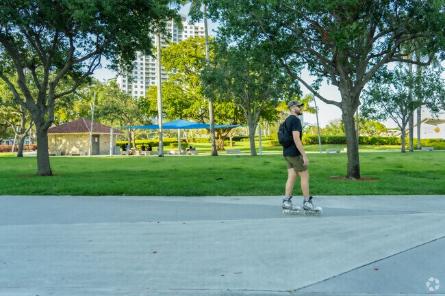 Rollerblade through ArtsPark at Young Circle, a creative space near Driftwood Acres.