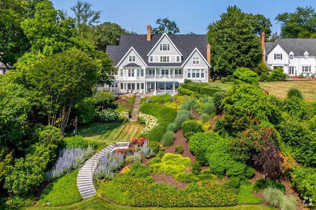 Expansive estates in Pendennis Point sit on one- to three-acre waterfront lots.