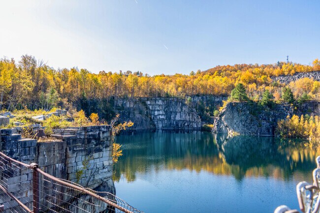 An abandoned quarry in Graniteville has a blue tint in the water due to the granite dust.