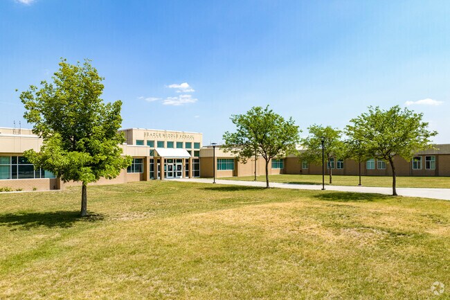 Beadle Middle School is surrounded by green space.