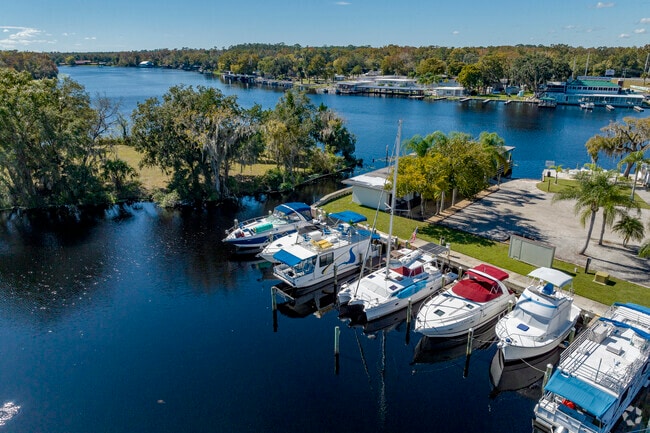 With a friendly 'Old Florida' vibe, Astor Bridge Marina offers shady picnic areas & boat slips.