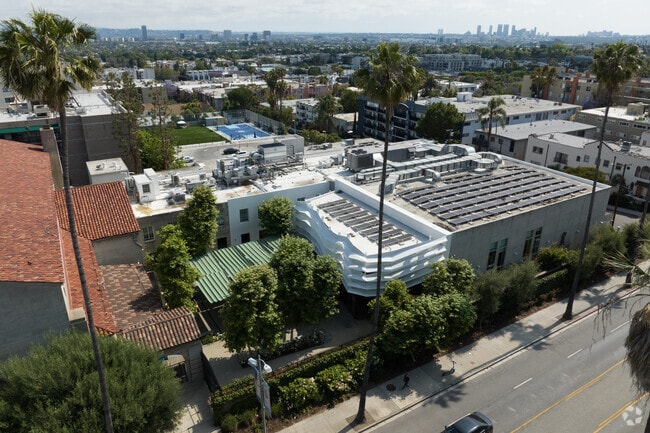 Aerial of school buildings at Briskin Elementary School in Los Angeles CA.