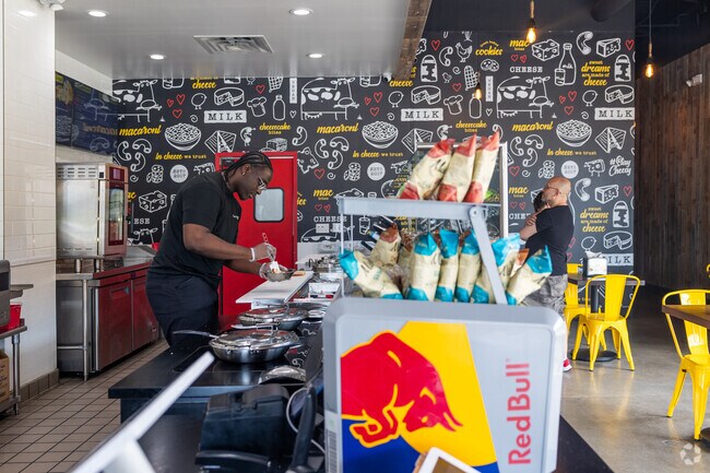 I Heart Mac and Cheese serves customers freshly made mac and cheese dishes.