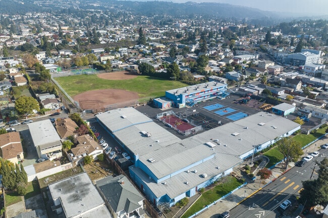 Baseball fields border the back of Allendale Elementary School.