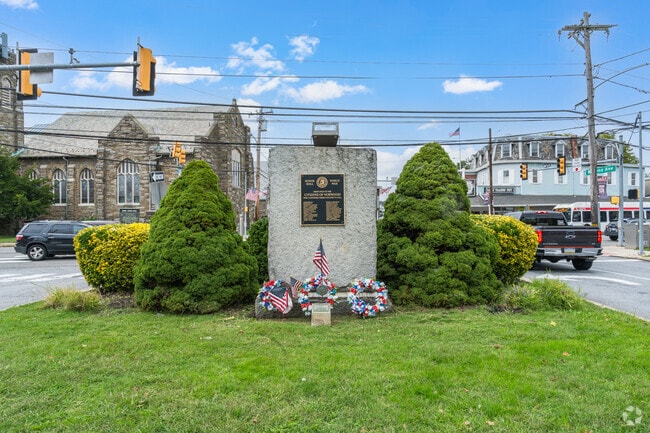 A memorial for war veterans in the heart of the Norwood's town center.