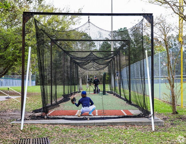 Park West Recreation Complex includes a batting cage for baseball enthusiasts.