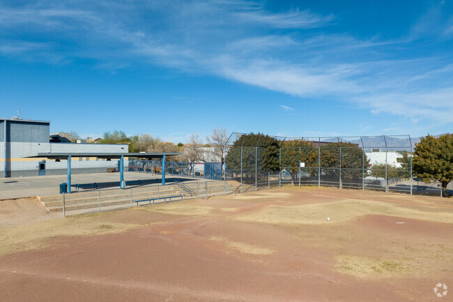 Rincon Vista Middle School has bleachers for students to sit by the baseball field.
