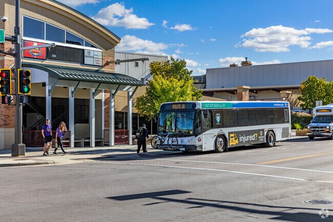 Greater Mankato Transit System provides bus service along major routes in the Five Corners.