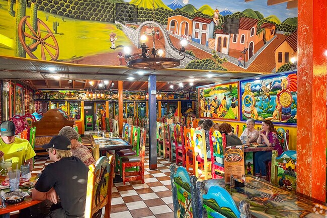 Dos Margaritas has a vibrant interior dining area.