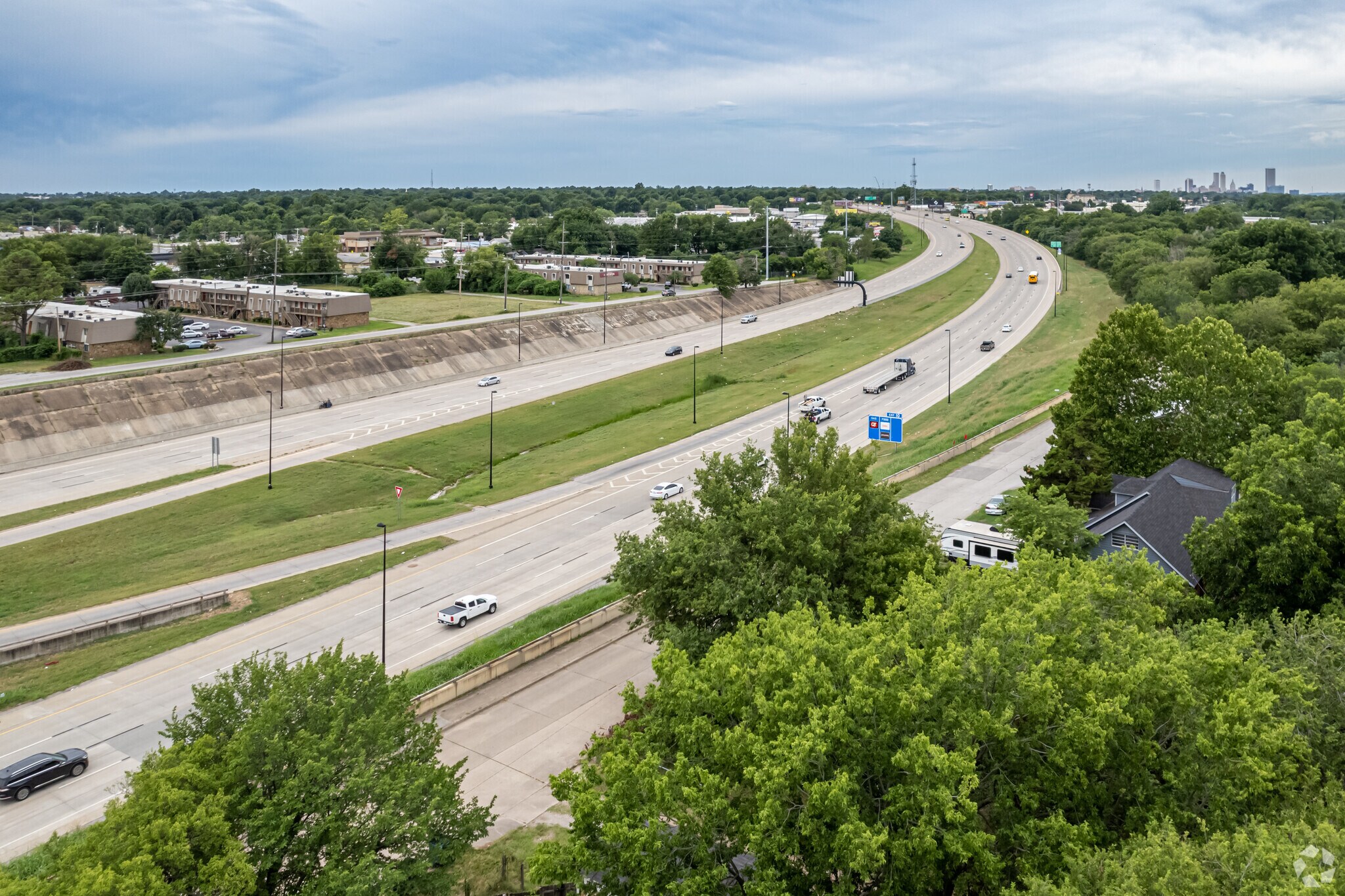 Interstate 244 runs just south of the Maplewood neighborhood, connecting it to downtown Tulsa.
