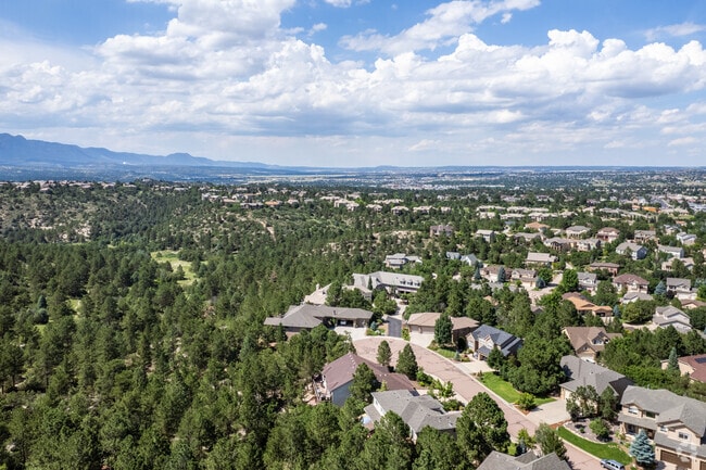 Large homes bordering Austin Bluffs Open Space in Garden Ranch, Colorado.