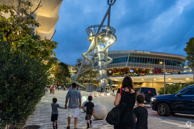 The 93-foot Slide Tower is a centerpiece of the Aventura Mall.