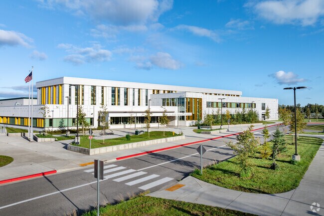 Ryan Middle School in Fairbanks has a dedicated student drop-off zone.