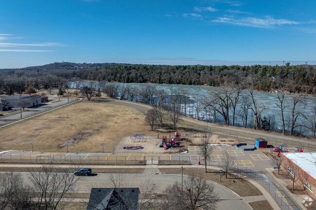 Lakeshore Elementary School has a large recess area.