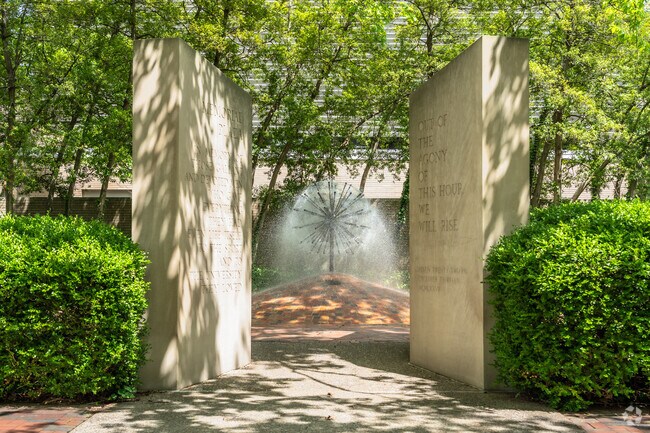 Memorial Plaza at the University of Evansville near University South has a beautiful fountain.