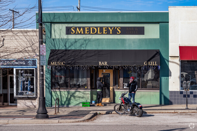 Bars and pubs, such as Smedley's, line Lorain Avenue in downtown Kamm's Corners.