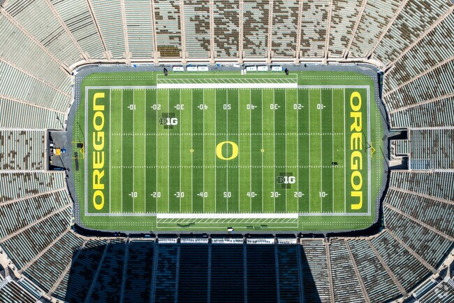 The Duck's Autzen Stadium makes its home in the Harlow neighborhood in Eugene.