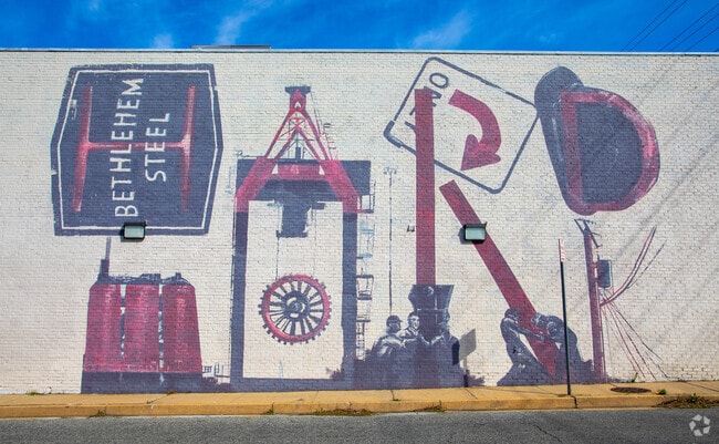 This mural represents the influence of the Steel Industry on the city of Dundalk, Maryland.
