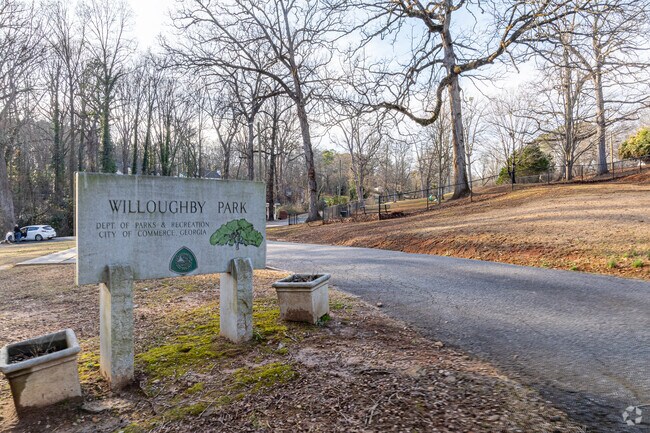 Willoughby Park is a charming, intimate dog park nestled in the heart of Commerce, offering a welcoming haven for small breeds and their owners.