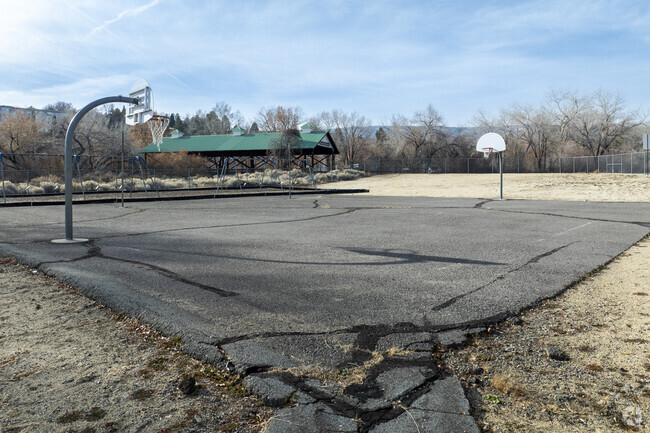 Basketball courts found at Huffaker Elementary School.