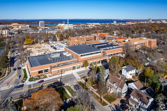 West High School with downtown Madison in the distance.