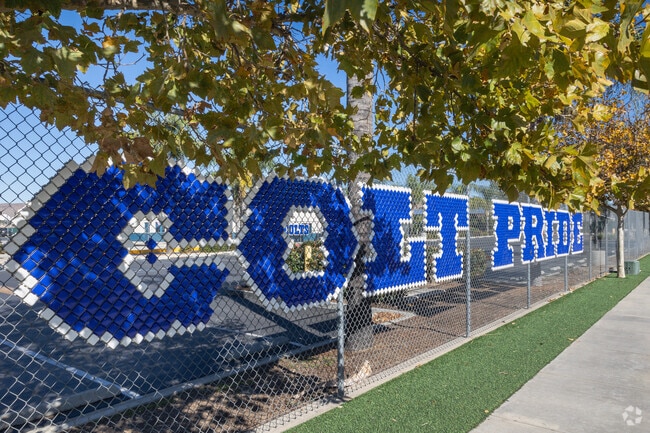 School pride is seen on the fence at Triple Crown Elementary School in Perris.