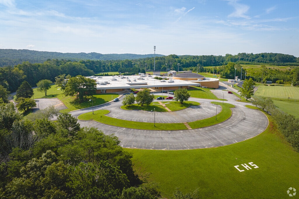 Central High school adorns a hilltop in Harrison Tennessee.