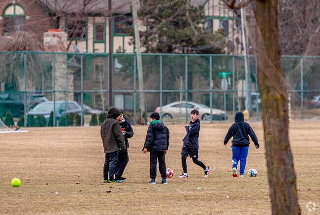 Hemlock Park in Georgetown Commons has sports fields and playgrounds for active local kids.