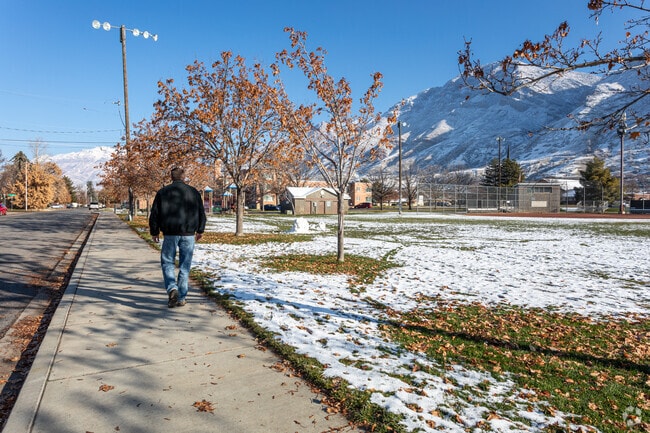 Harmon Park visitors can enjoy walking trails and softball fields.