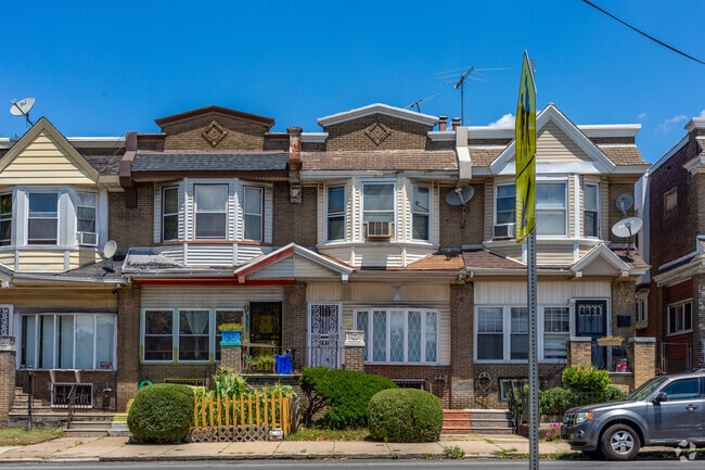 Most of the rowhomes in Kingsessing follow a similar style with bay windows and front porches.