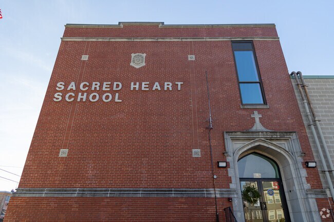 Main entrance of Sacred Heart School in East Providence, Rhode Island.